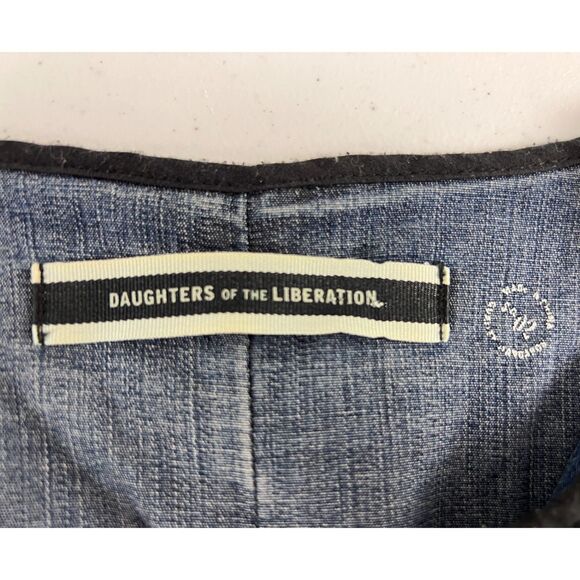 Daughters of the Liberation Two Tone Denim Peplum Jacket Black Trim Women's 2 - Picture 5 of 12